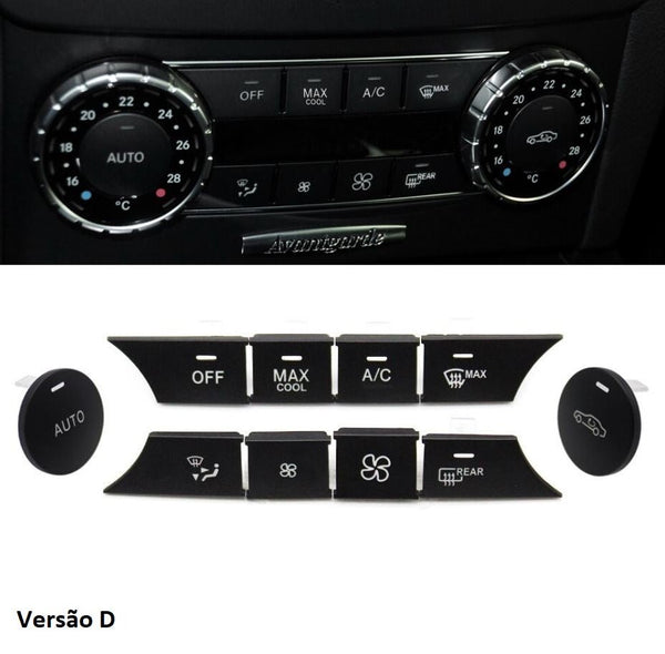 Pack 10 Botões Módulo Ar Condicionado Mercedes - Benz Classe C W204 GLK 2007 - 2012 Versão D - GTD Car Parts