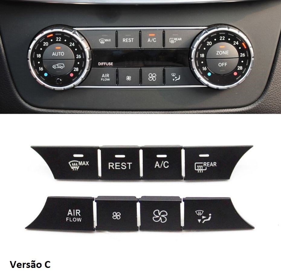 Pack 8 Botões Módulo Ar Condicionado Mercedes - Benz ML GL GLS W166 W292 2012 - 2019 Versão C - GTD Car Parts