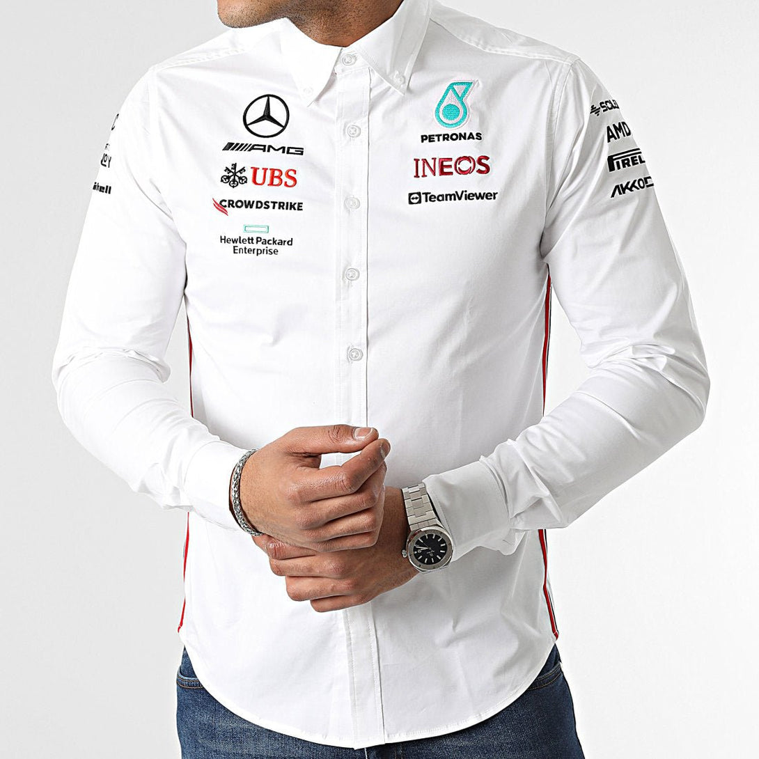 Camisa Mercedes AMG F1 Branca - Mercedes AMG Petronas Motorsport
